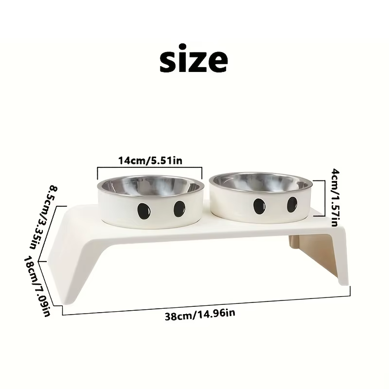 Raised Adjustable Height Dog Feeder Elevated Double Stainless Steel Pet Food Water Bowl Non‑Slip Base Anti‑Spill Design Ergonomic Dog Bowl Stand With Slow‑Feed Bowl For Small Medium Large Dogs Daily Feeding Supplies