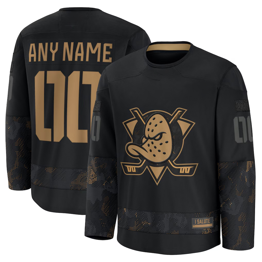 Kamcf Custom A.Ducks Black 2024 Military Appreciation Practice Jerseys