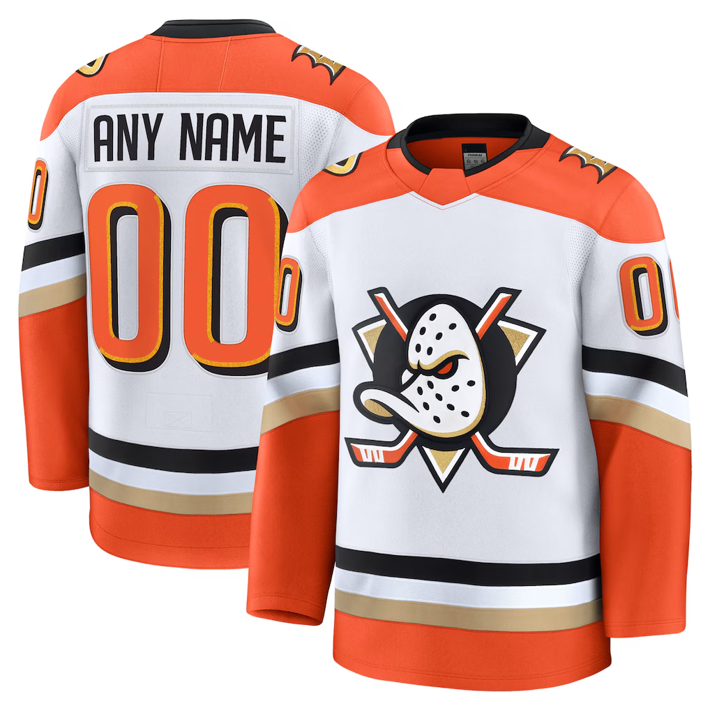 Kamcf Custom A.Ducks White Away Premium Jerseys
