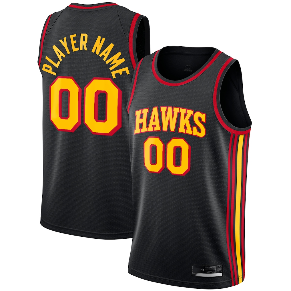Kamcf Custom A.Hawks  Black Swingman Jerseys - Statement Edition