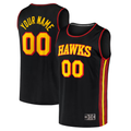 Kamcf Custom A.Hawks Black Fast Break Replica Jerseys - Statement Edition