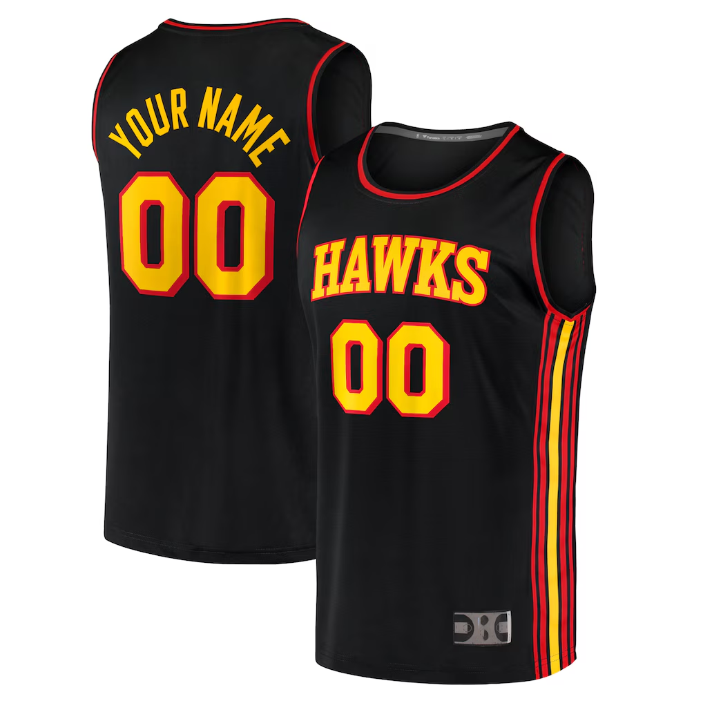 Kamcf Custom A.Hawks Black Fast Break Replica Jerseys - Statement Edition