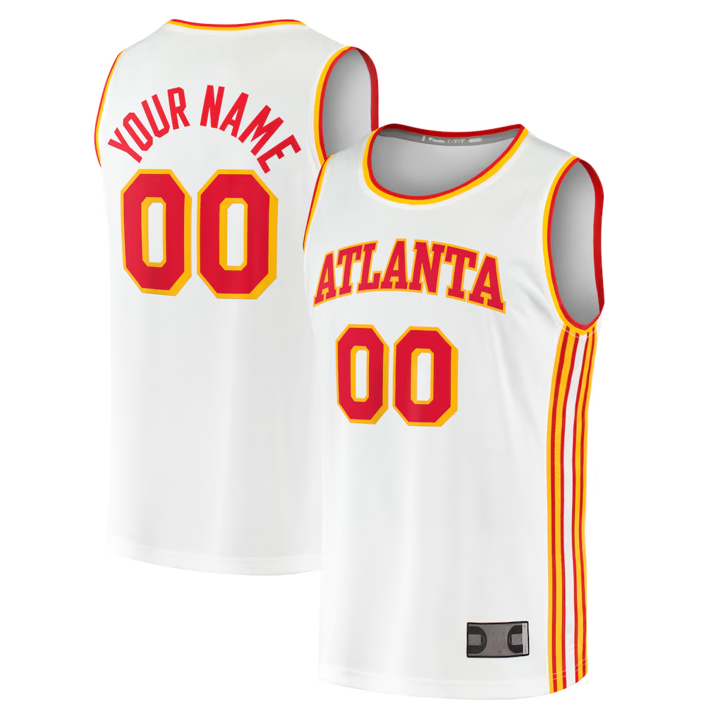 Kamcf Custom A.Hawks White Fast Break Replica Jerseys - Association Edition