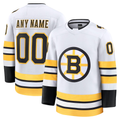 Kamcf Custom B.Bruins White Away Premium Stitched Jerseys