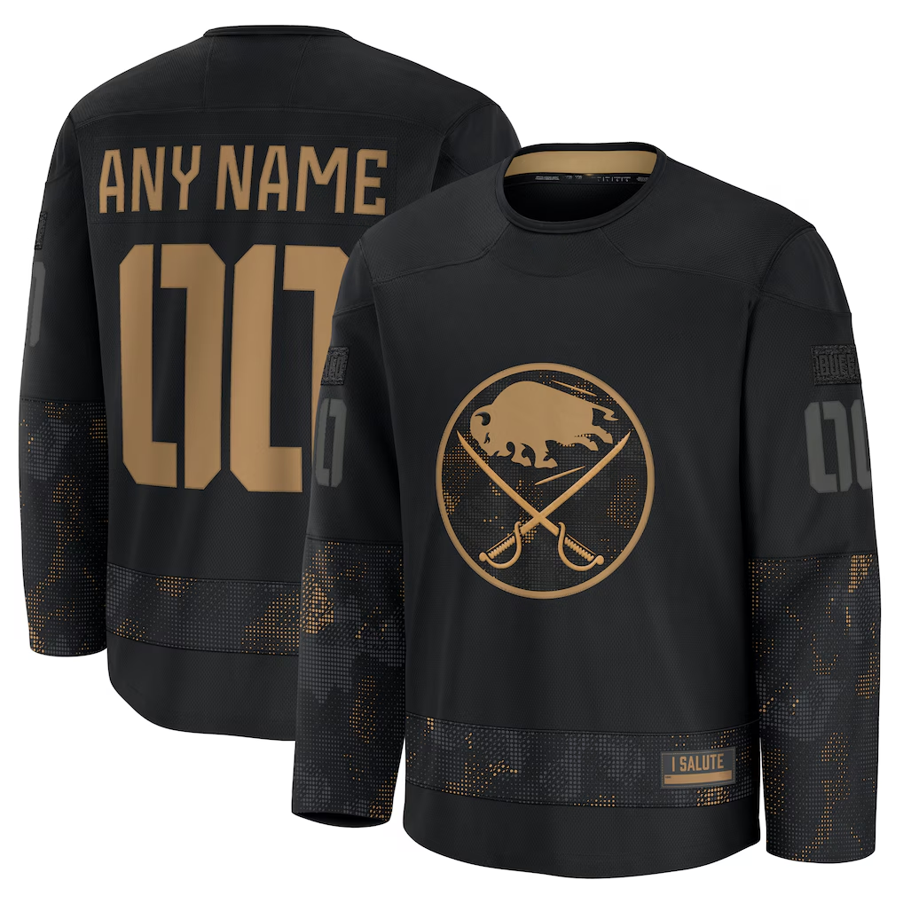 Kamcf Custom B.Sabres Black 2024 Military Appreciation Practice Stitched Jerseys