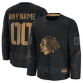 Kamcf Custom C.Blackhawks Black 2024 Military Appreciation Practice Jerseys