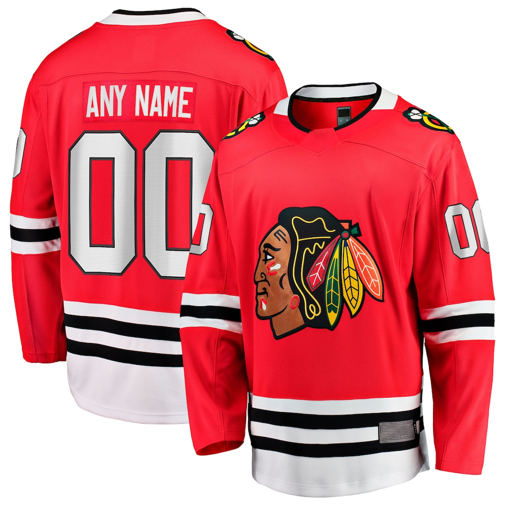 Kamcf Custom C.Blackhawks Red Home Breakaway Jerseys