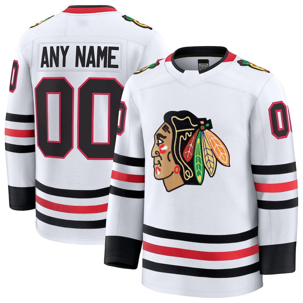 Kamcf Custom C.Blackhawks White Away Premium Jerseys
