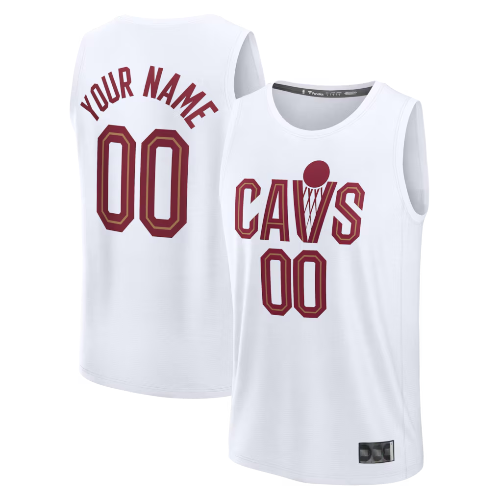 Kamcf Custom C.Cavaliers White Fast Break Jerseys - Icon Edition