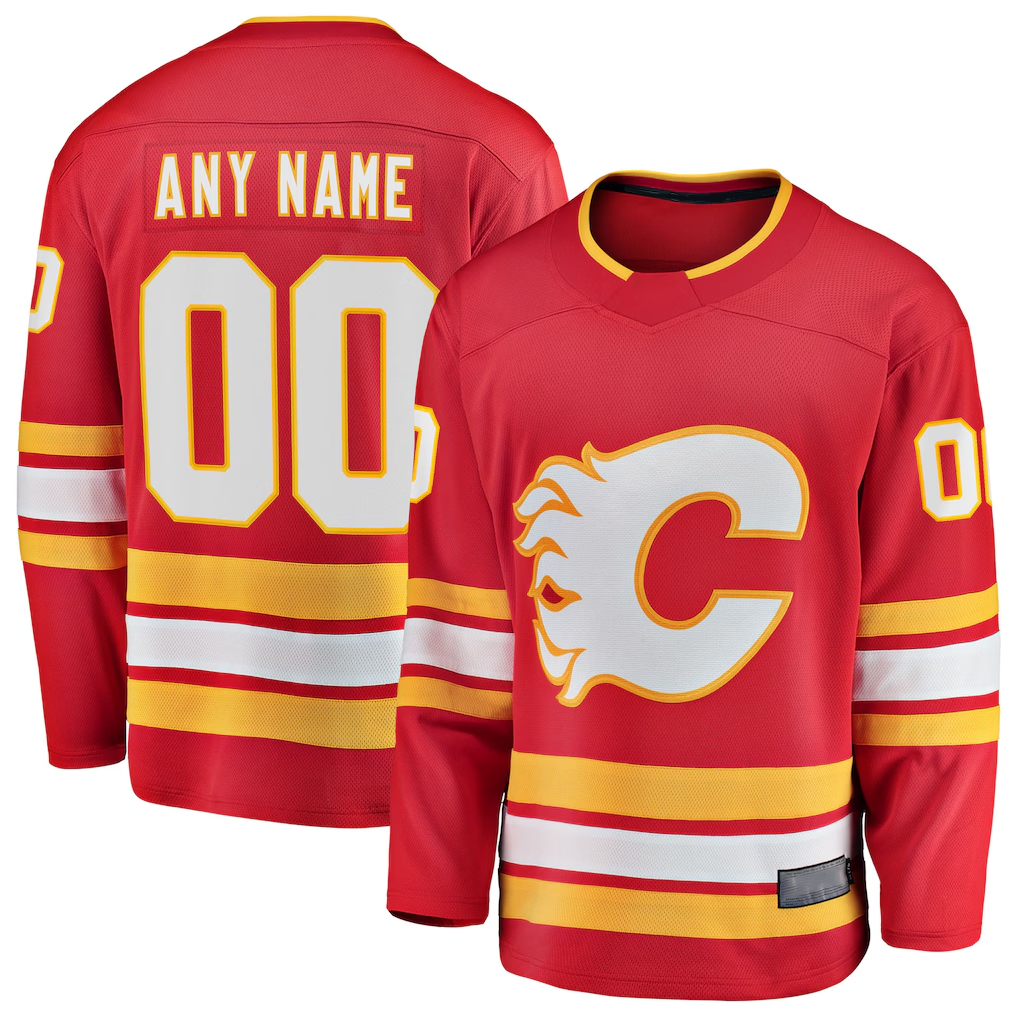Kamcf Custom C.Flames Red Home Breakaway Jerseys