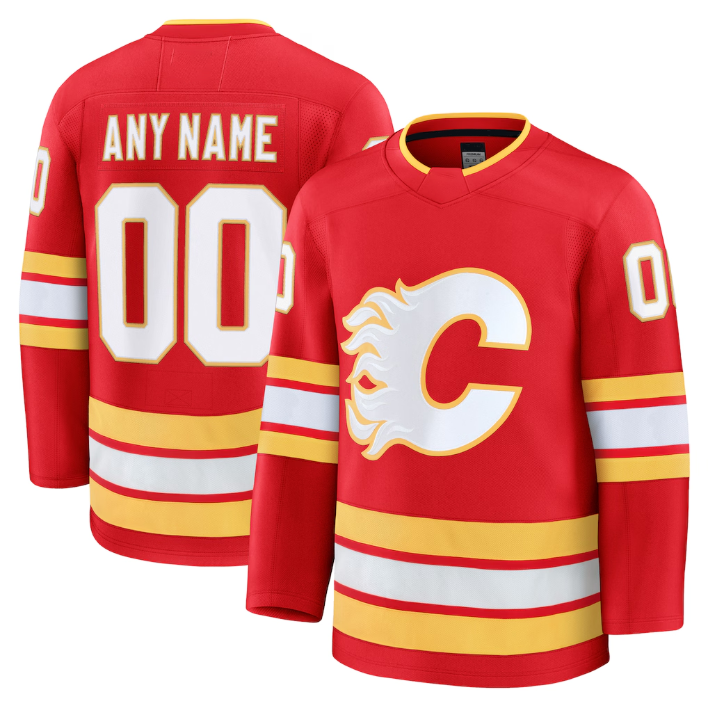 Kamcf Custom C.Flames Red Home Premium Jerseys