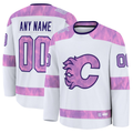 Kamcf Custom C.Flames White 2024 Hockey Fights Cancer Practice Jerseys