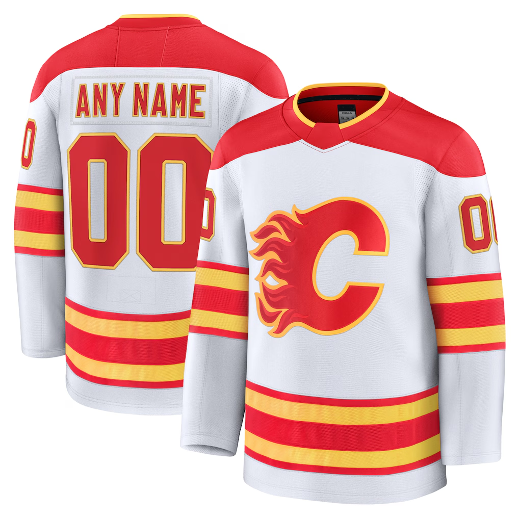 Kamcf Custom C.Flames White Away Premium Jerseys