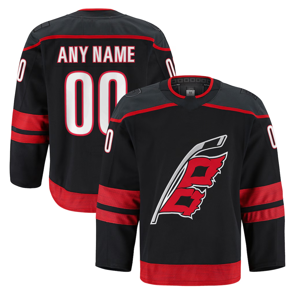 Kamcf Custom C.Hurricanes Black Home Authentic Pro Stitched Jerseys