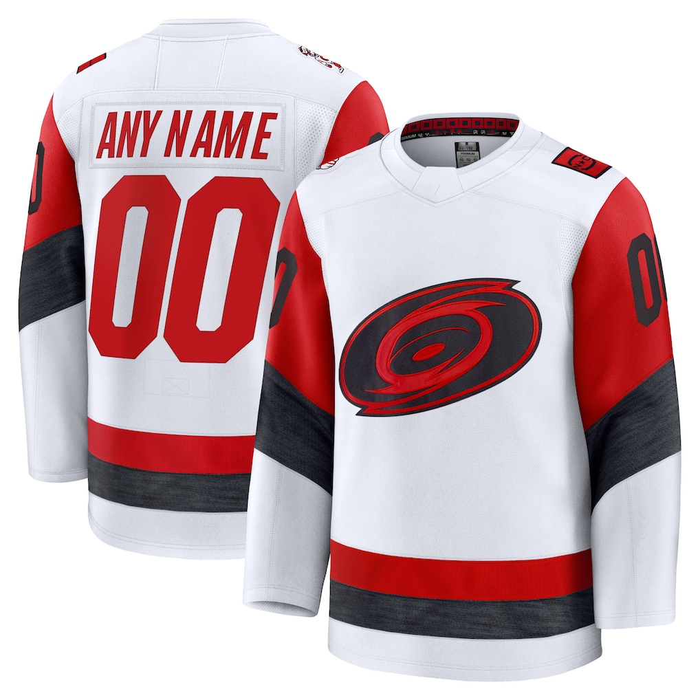 Kamcf Custom C.Hurricanes White Away Premium Stitched Jerseys