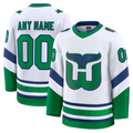 Kamcf Custom C.Hurricanes White Throwback Premium Stitched Jerseys
