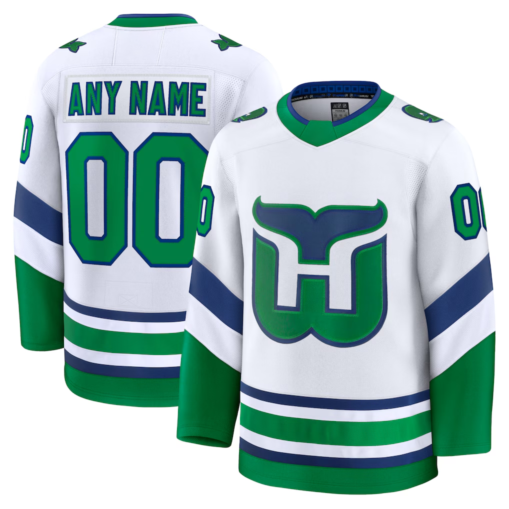 Kamcf Custom C.Hurricanes White Throwback Premium Stitched Jerseys