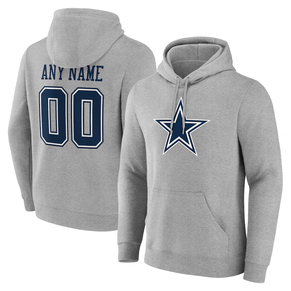Kamcf Custom D.Cowboys Gray Team Authentic Personalized Name & Number Hoodie Stitched Jerseys