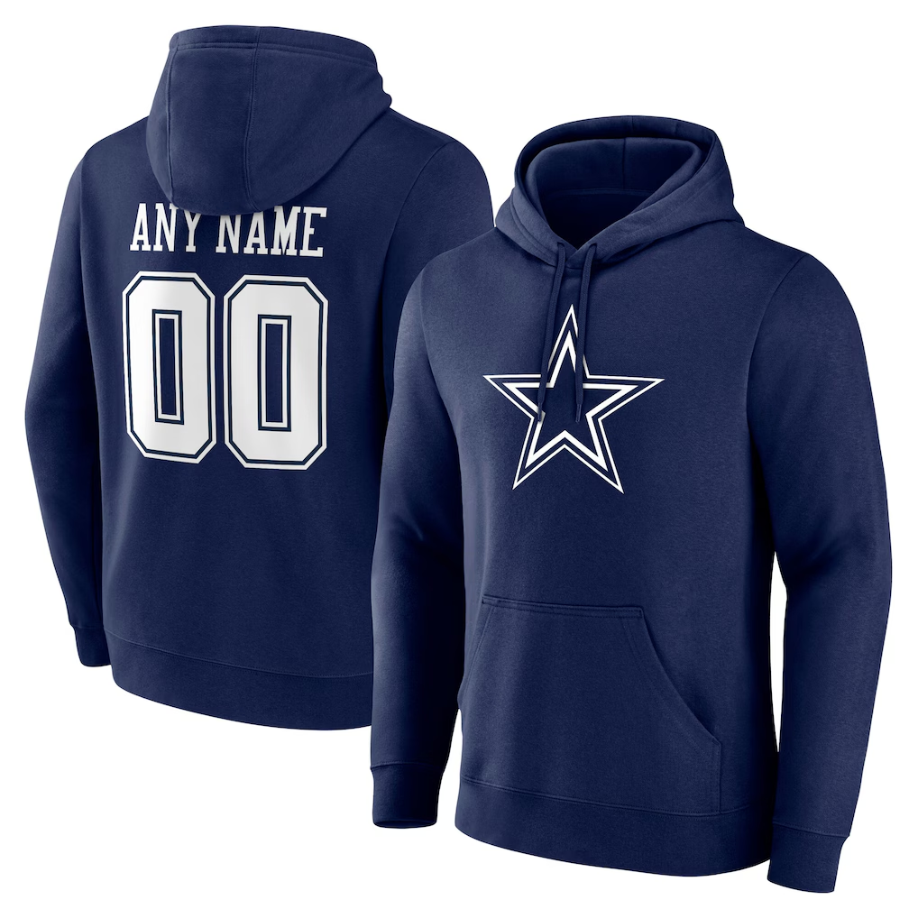Kamcf Custom D.Cowboys Navy Team Authentic Personalized Name & Number Hoodie Stitched Jerseys