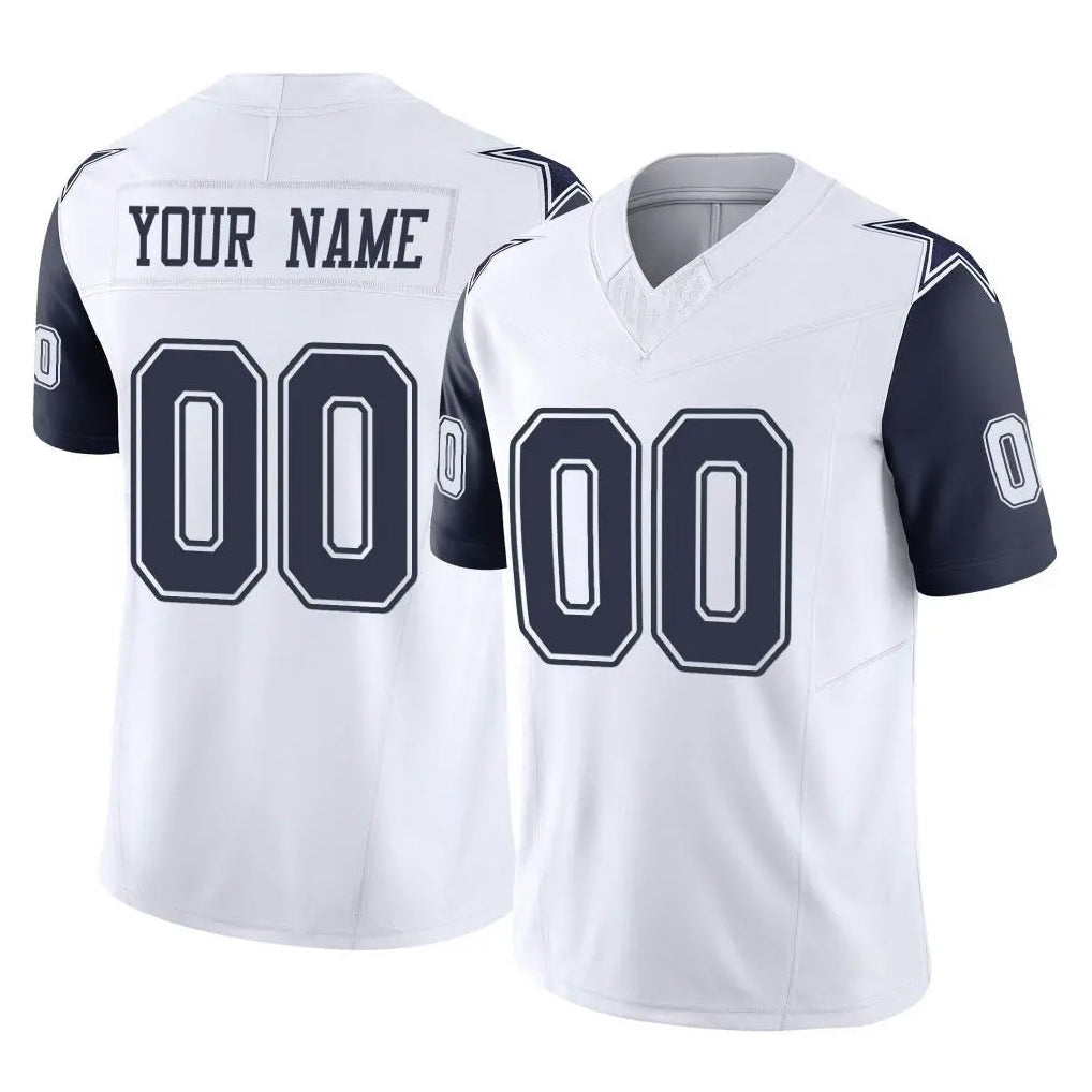 Kamcf Custom D.Cowboys White-Navy Limited Vapor F.U.S.E. Home Game Any Name & Numbers Stitched Jerseys
