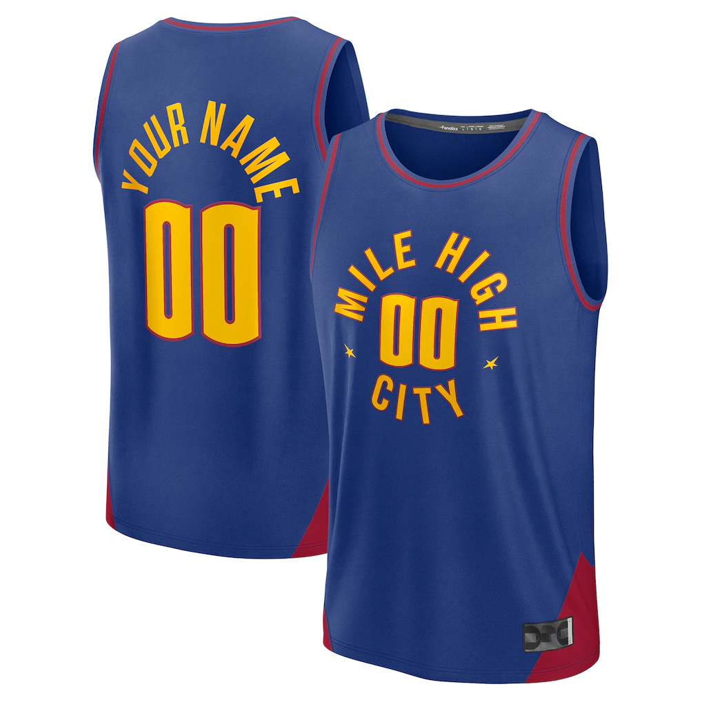 Kamcf Custom D.Nuggets  Blue Fast Break Jerseys - Statement Edition