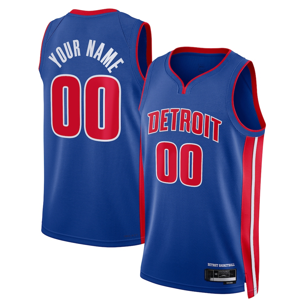Kamcf Custom D.Pistons Blue Swingman Jerseys - Icon Edition