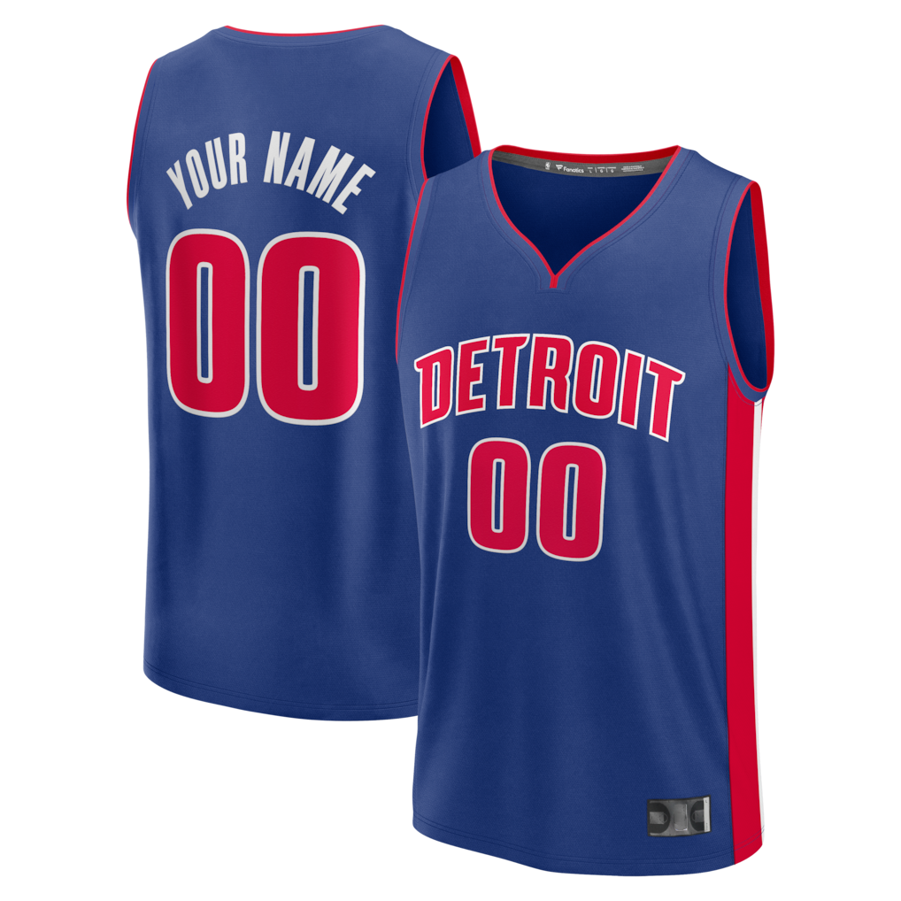 Kamcf Custom D.Pistons Blue Fast Break Jerseys - Icon Edition