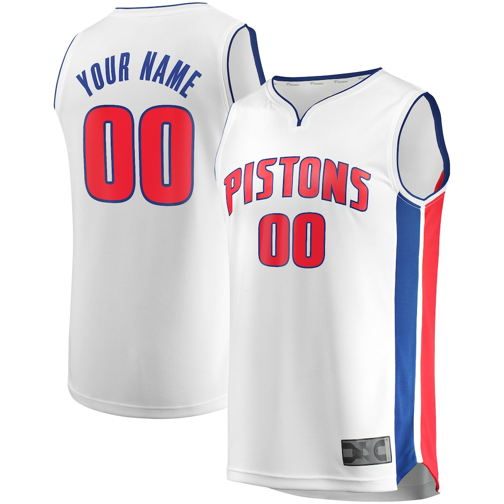 Kamcf Custom D.Pistons White Fast Break Replica Jerseys - Association Edition