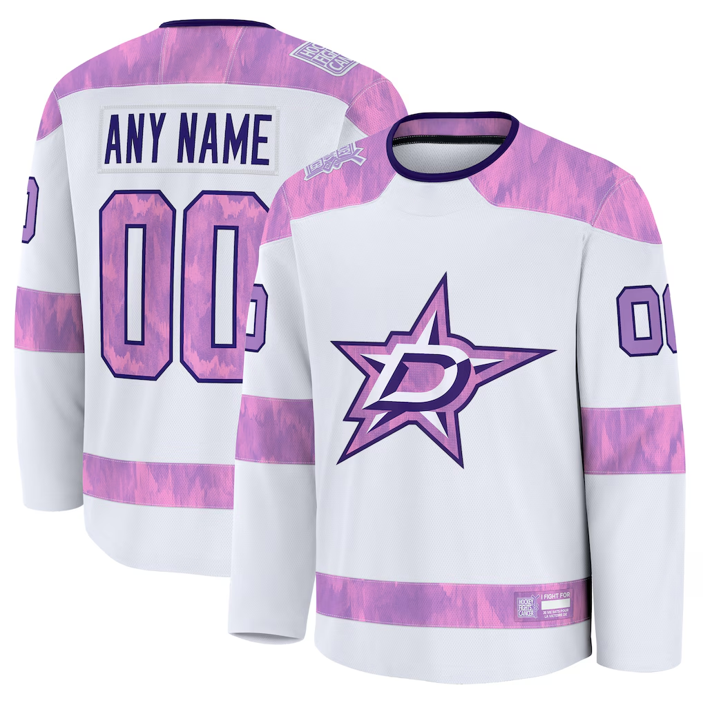 Kamcf Custom D.Stars White 2024 Hockey Fights Cancer Practice Jerseys