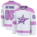 Kamcf Custom D.Stars White 2024 Hockey Fights Cancer Practice Jerseys