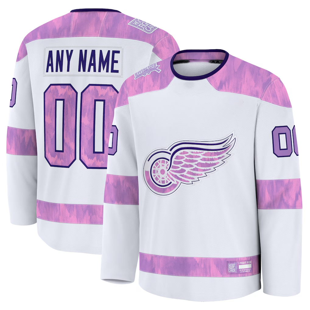 Kamcf Custom DR.Wings White 2024 Hockey Fights Cancer Practice Jerseys