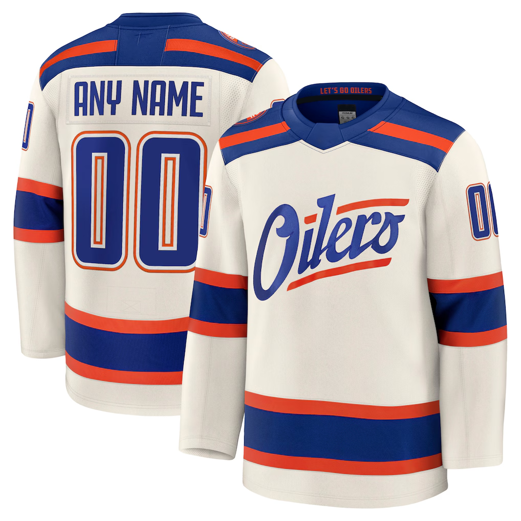 Kamcf Custom E.Oilers Light Beige Alternate Premium Jerseys