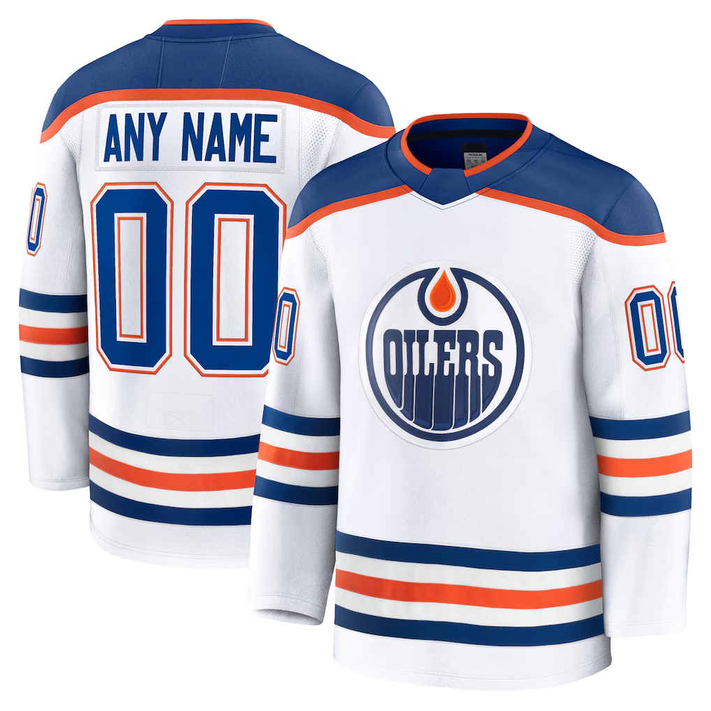 Kamcf Custom E.Oilers White Away Premium Jerseys