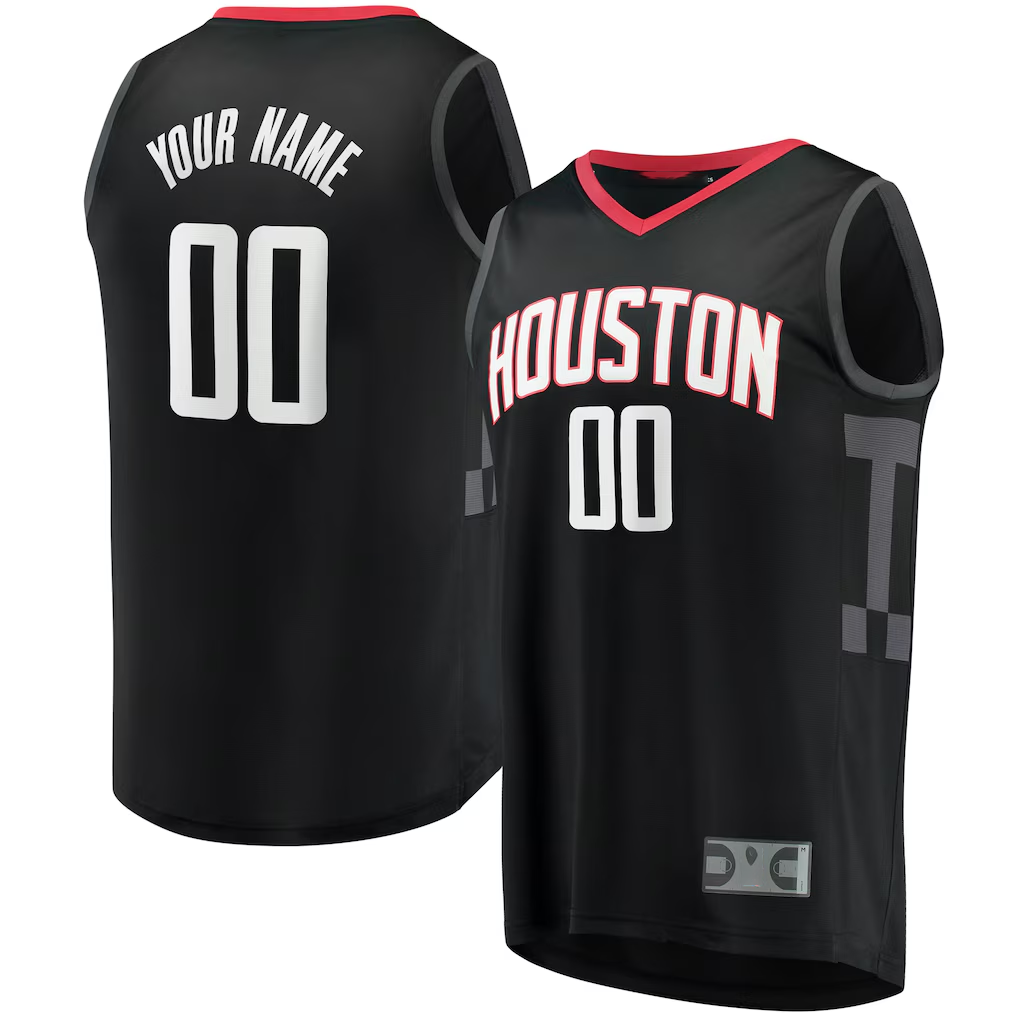 Kamcf Custom H.Rockets Black Fast Break Replica Stitched Jerseys- Statement Edition