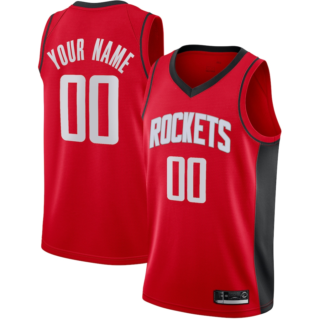 Kamcf Custom H.Rockets Red Swingman Stitched Jerseys- Icon Edition