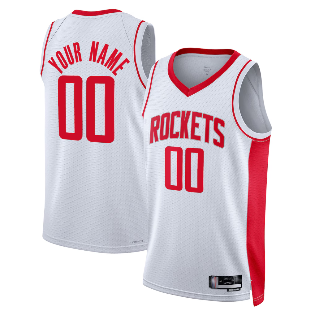 Kamcf Custom H.Rockets White Swingman Stitched Stitched Jerseys- Association Edition