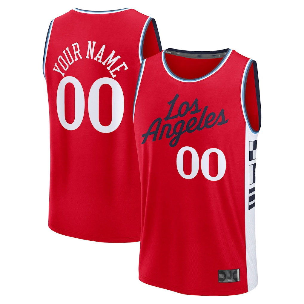 Kamcf Custom L.Clippers Red Fast Break Stitched Jerseys- Statement Edition