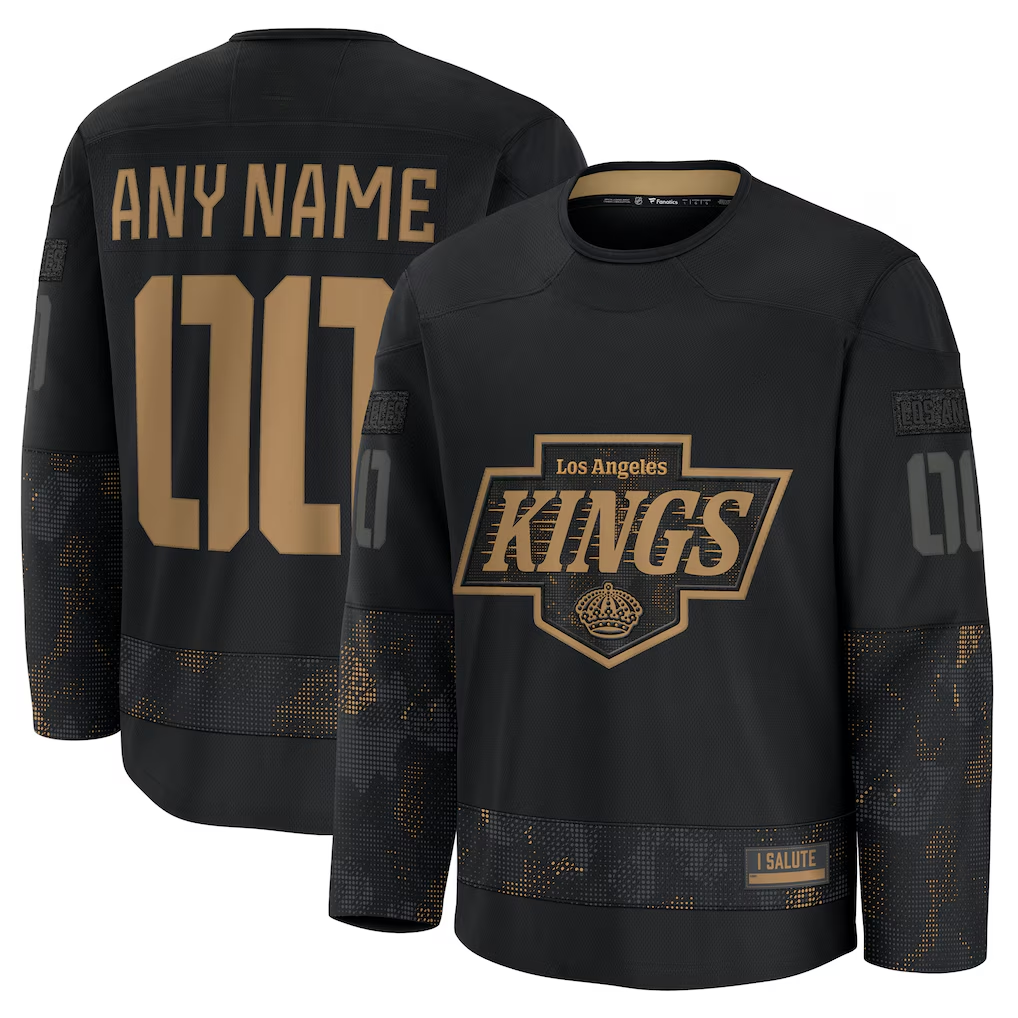 Kamcf Custom LA.Kings Black 2024 Military Appreciation Practice Jerseys