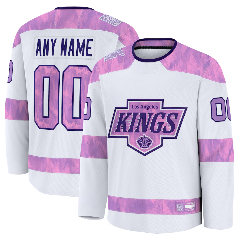 Kamcf Custom LA.Kings White 2024 Hockey Fights Cancer Practice Jerseys