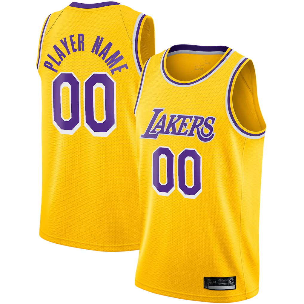 Kamcf Custom LA.Lakers Gold 202021 Swingman Stitched Jerseys - Icon Edition