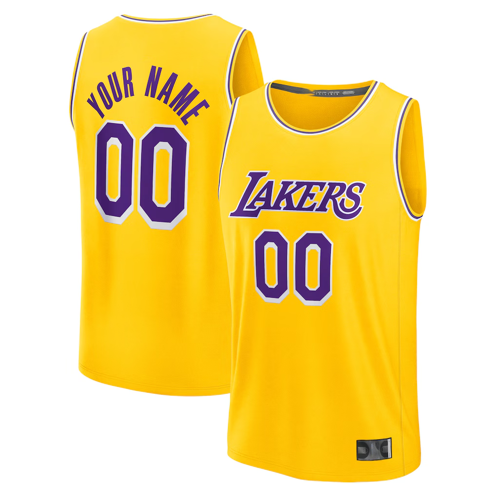 Kamcf Custom LA.Lakers Gold Fast Break Stitched Jerseys - Icon Edition