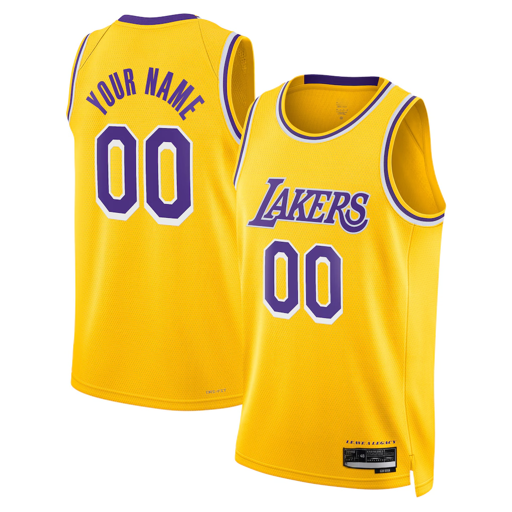 Kamcf Custom LA.Lakers Gold Swingman Stitched Jerseys - Icon Edition
