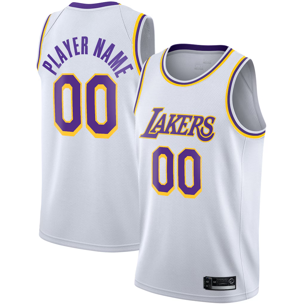 Kamcf Custom LA.Lakers White 202021 Swingman Stitched Jerseys - Association Edition