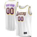Kamcf Custom LA.Lakers White Fast Break Replica Stitched Jerseys - Association Edition