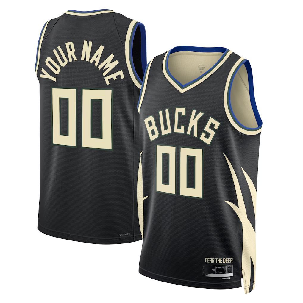 Kamcf Custom M.Bucks Black 202223 Swingman Jerseys - Statement Edition