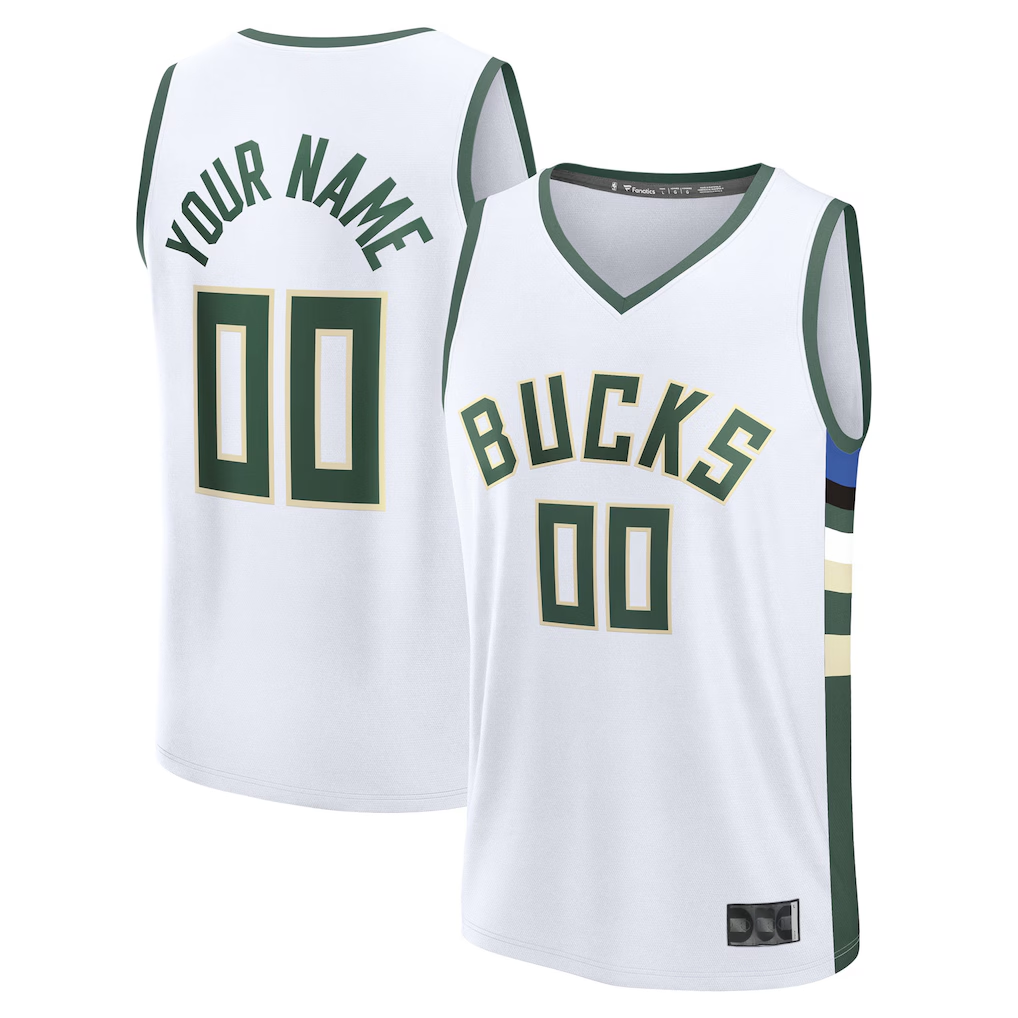 Kamcf Custom M.Bucks  White Fast Break Jerseys - Association Edition