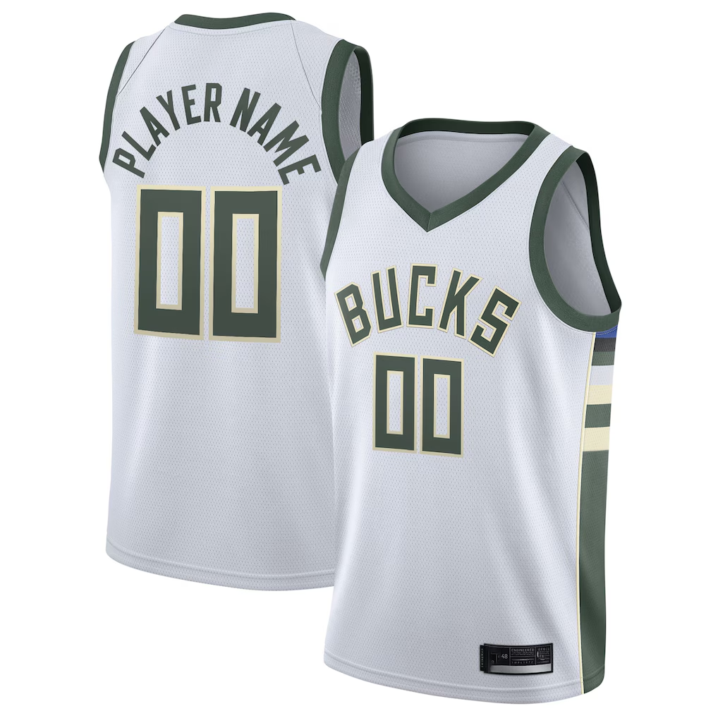 Kamcf Custom M.Bucks White 202021 Swingman Custom Jerseys - Association Edition