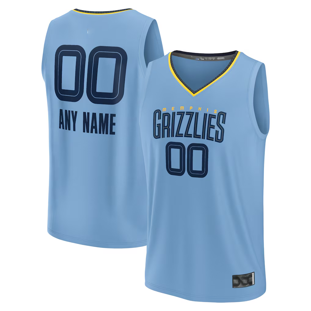 Kamcf Custom M.Grizzlies Light Blue Fast Break Stitched Jerseys- Statement Edition