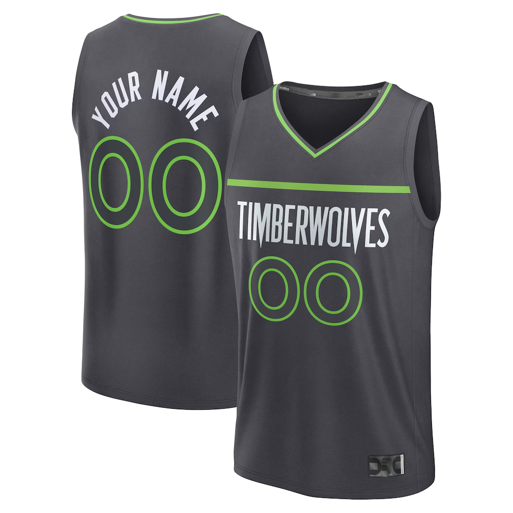 Kamcf Custom M.Timberwolves Anthracite Fast Break Stitched Jerseys- Icon Edition
