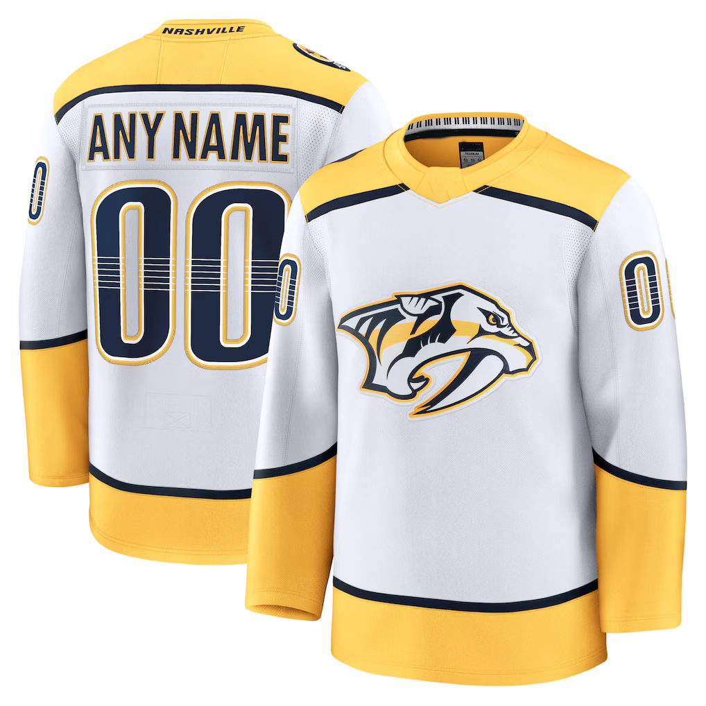 Kamcf Custom N.Predators White Away Premium Jerseys